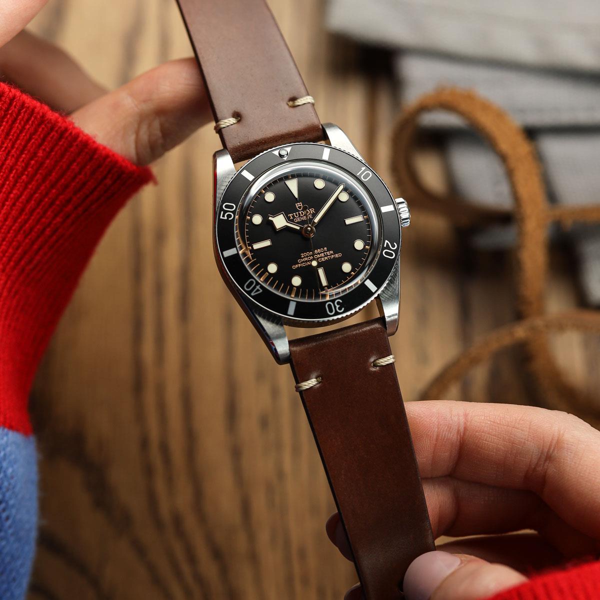 Vòng đeo tay bằng đá và vỏ Shell Cordovan Horween Cromford de couleur Marron foncé