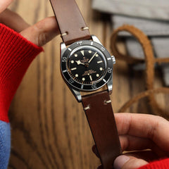 Vòng đeo tay bằng đá và vỏ Shell Cordovan Horween Cromford de couleur Marron foncé