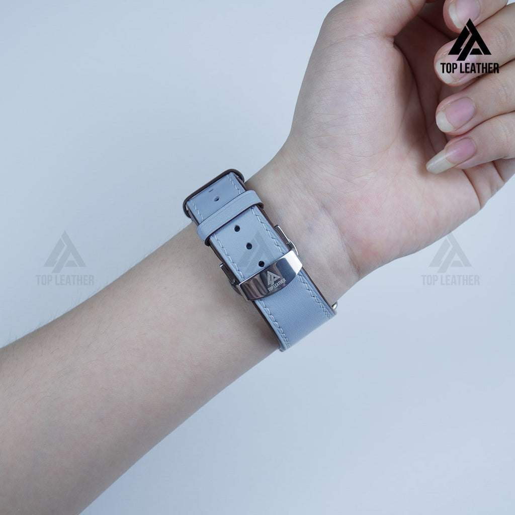 Dây đeo đồng hồ Swift bằng da dành cho Apple Watch và đồng hồ cơ - Màu xanh da trời SW2211 