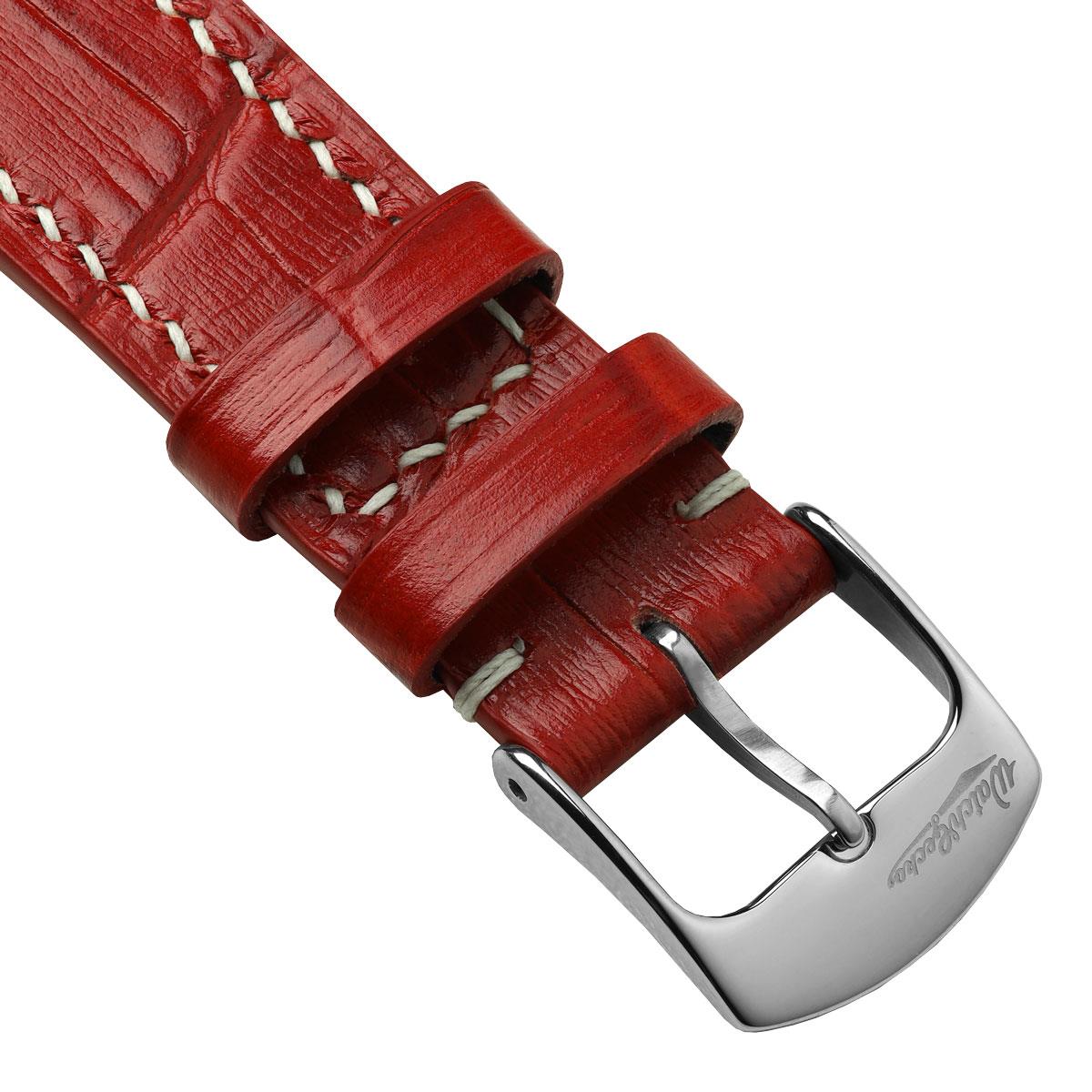 Armen Handgenähte Kalbsleder-Uhrenarmband mit Alligator-Optik ở Leuchtendem Rot