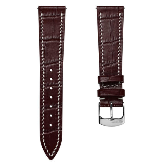 Arnem Handgenähtes Armband aus Kalbsleder mit Alligator-Muster ở Kastanienbraun