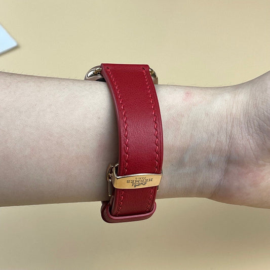 Dây đeo đồng hồ Swift bằng da dành cho Apple Watch, đồng hồ cơ - Màu đỏ rượu vang SW2210 