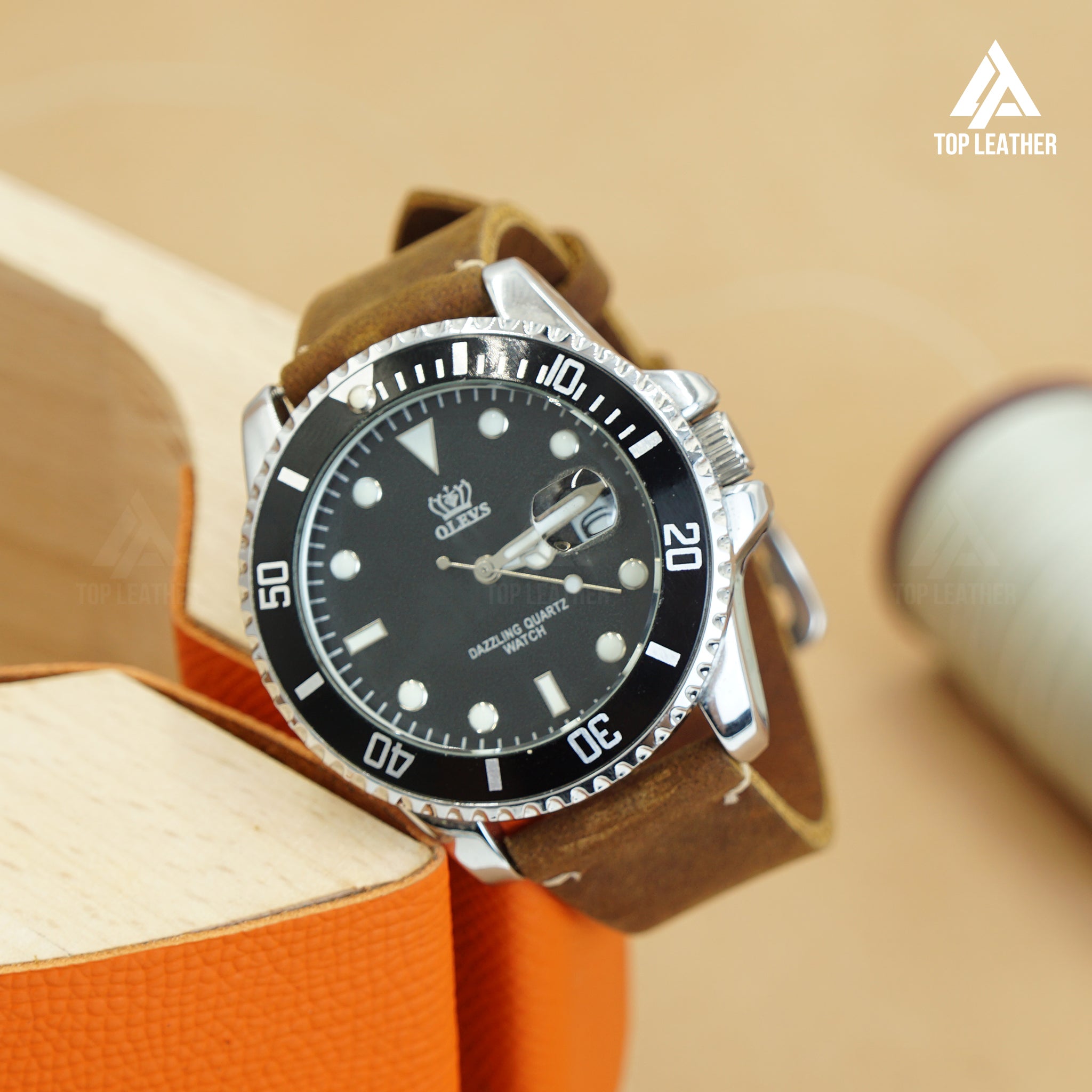 Dây đeo đồng hồ bằng da sáp TopLeather – Tương thích với Apple Watch & Samsung Galaxy Watch (Màu nâu sô cô la) 