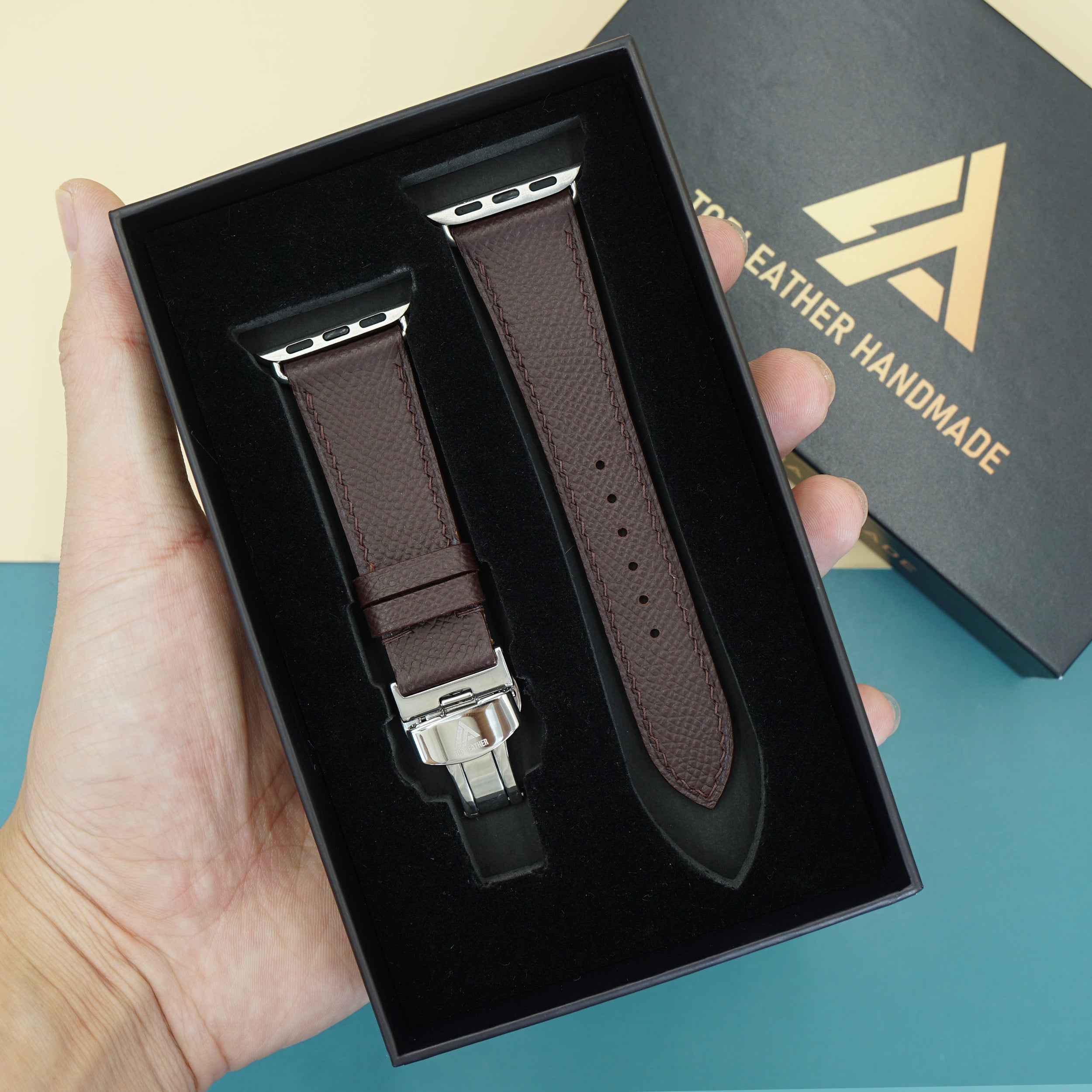 Dây đeo đồng hồ bằng da Epsom dành cho Apple Watch và đồng hồ cơ EP2215 
