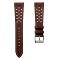 Bracelet de montre en cuir perforé Missouri de WatchGecko - Marron moyen élégant