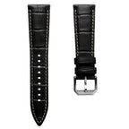 Vòng tay pour montre en cuir véritable avec họa tiết cá sấu Carolina - Noir Intense