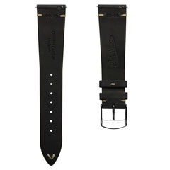 Dây đeo đồng hồ bằng da thật Horween Chromexcel® khâu chữ V - Màu đen Chromexcel