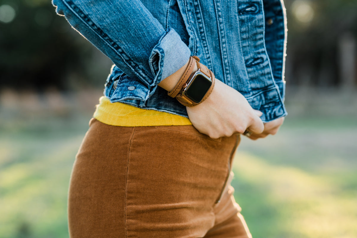 Dây Apple Watch – da nguyên tấm – Nâu thuốc lá