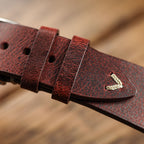 Dây đeo đồng hồ da Crazy Horse V-Stitch - Crazy Horse Bordeaux