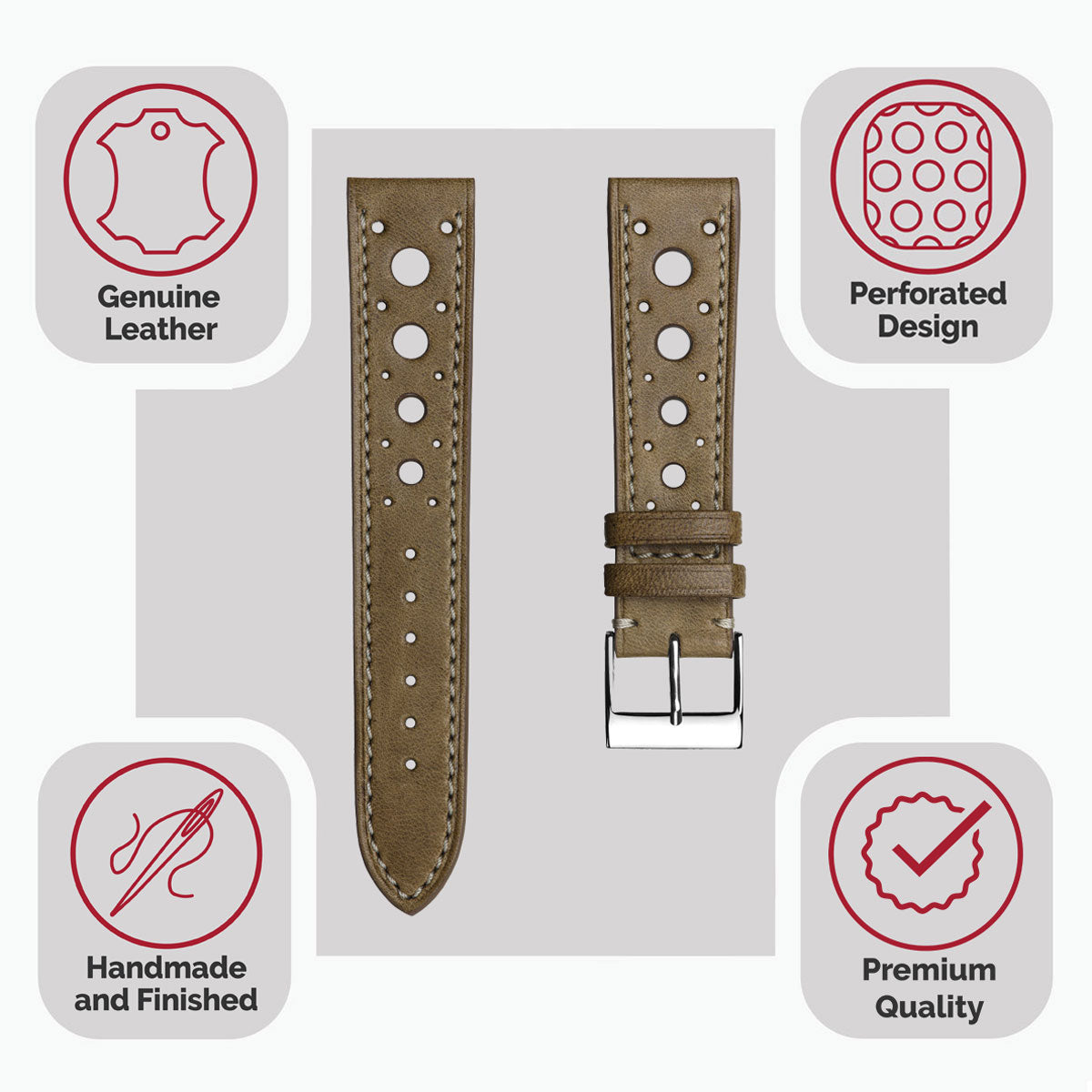 Vòng tay đổ Montre en Cuir Artisanale Boutsen Cavallo Racing - Beige Élégant et Confortable
