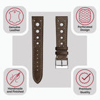Bracelet de montre en cuir véritable fait main Boutsen Cavallo Racing - Cacao pour un style sophistiqué