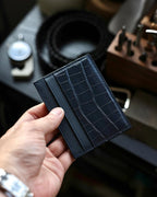 Card holder Epsom mix Cá Sấu Croc xanh navy