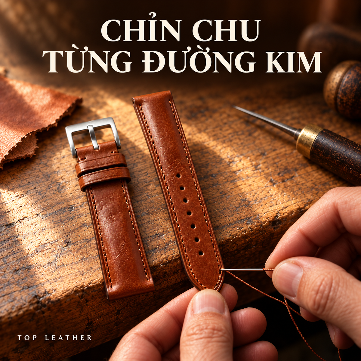 Dây Da Đồng Hồ Thủ Công Dây Da Barenia Nâu Hạt Dẻ