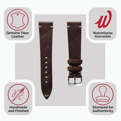 Dây đeo đồng hồ bằng da thật khâu kiểu cổ điển Cortez - Màu Mocha