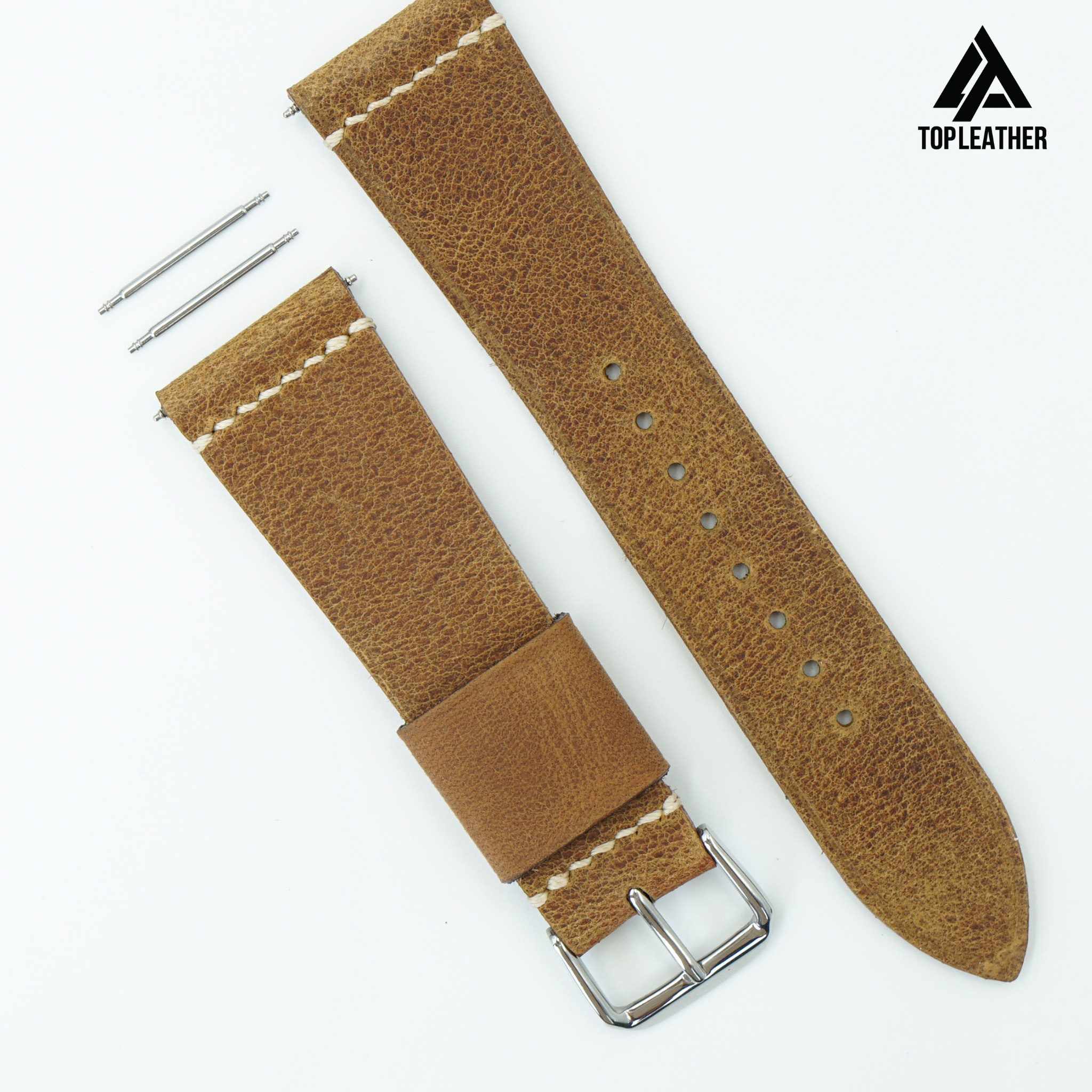Dây đeo đồng hồ bằng da sáp Topleather - Màu nâu cà phê 