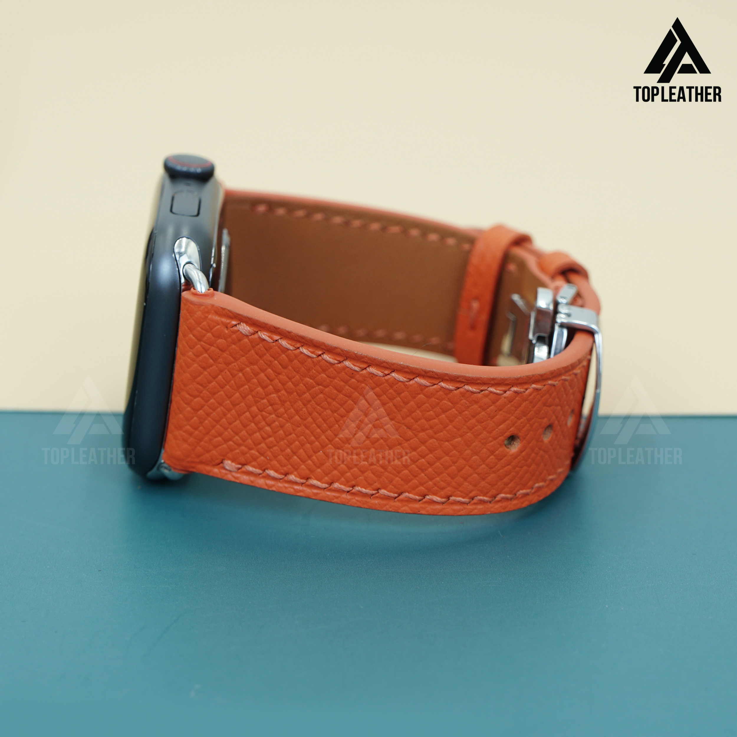 Dây đeo đồng hồ bằng da Epsom cho Apple Watch, Samsung Galaxy Watch, đồng hồ cơ - Màu cam EP2203 
