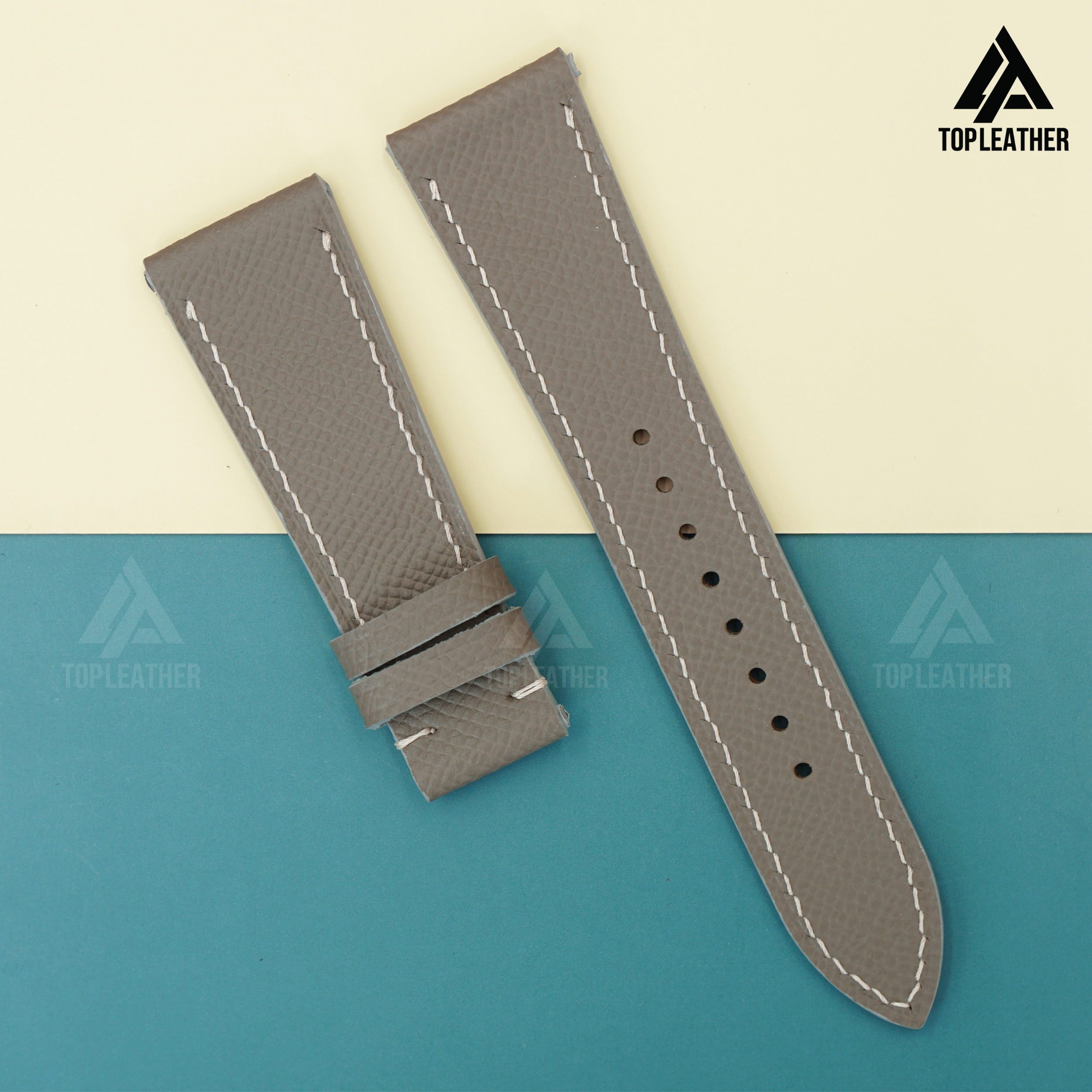 Dây đeo đồng hồ bằng da Epsom cho Apple Watch, Samsung Galaxy Watch, đồng hồ cơ - Màu xám EP2208 