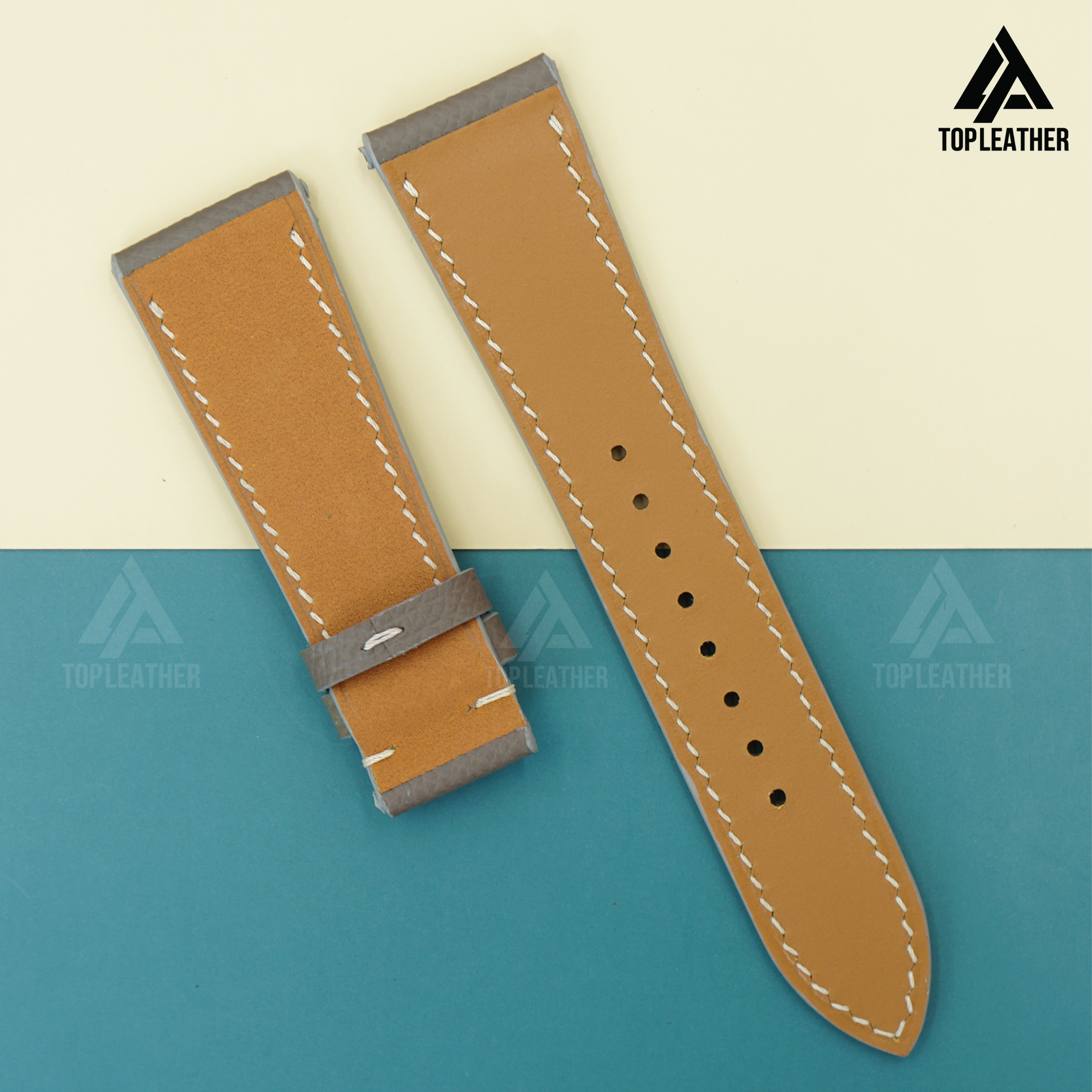 Dây đeo đồng hồ bằng da Epsom cho Apple Watch, Samsung Galaxy Watch, đồng hồ cơ - Màu xám EP2208 