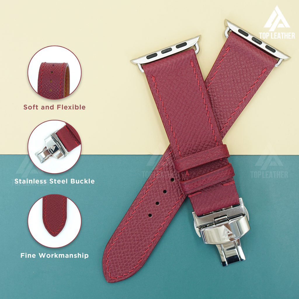 Dây đeo đồng hồ bằng da Epsom - Màu đỏ rượu vang EP2210 
