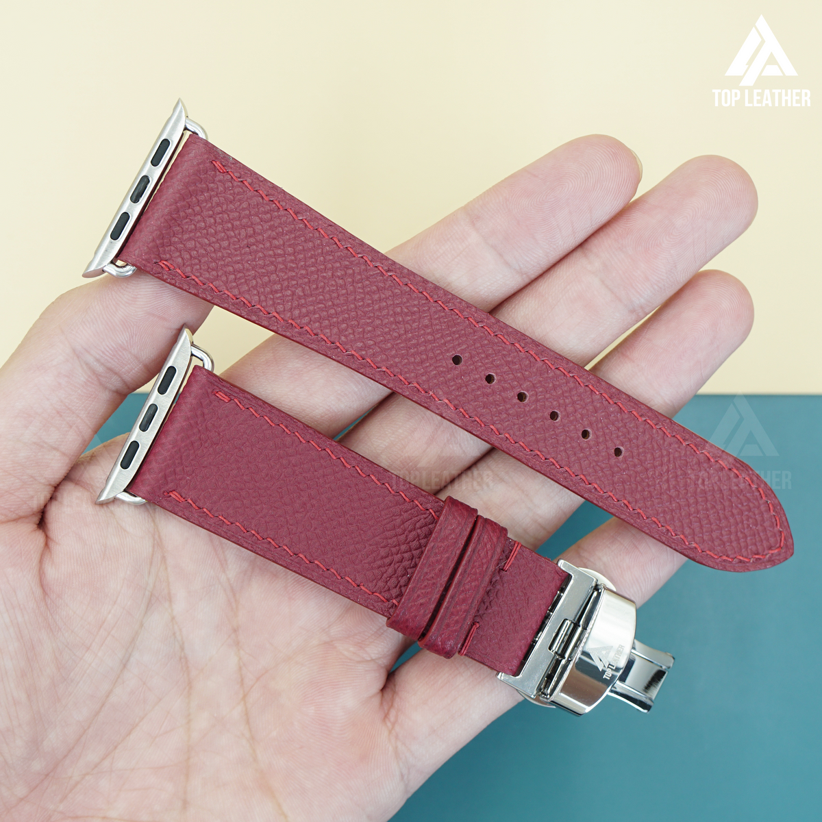 Dây đeo đồng hồ Apple Watch bằng da Epsom cho dòng 3 4 5 6 7 8 9 Ultra, kích thước từ 38mm đến 49mm. 
