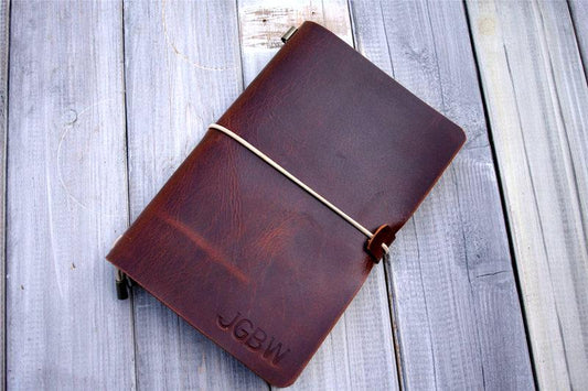 Sổ tay Bullet Journal du lịch bằng da cá nhân hóa.