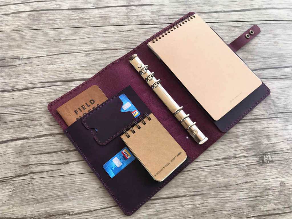 Bìa hồ sơ da – cho A4 – Tím – cá nhân hóa, thủ công