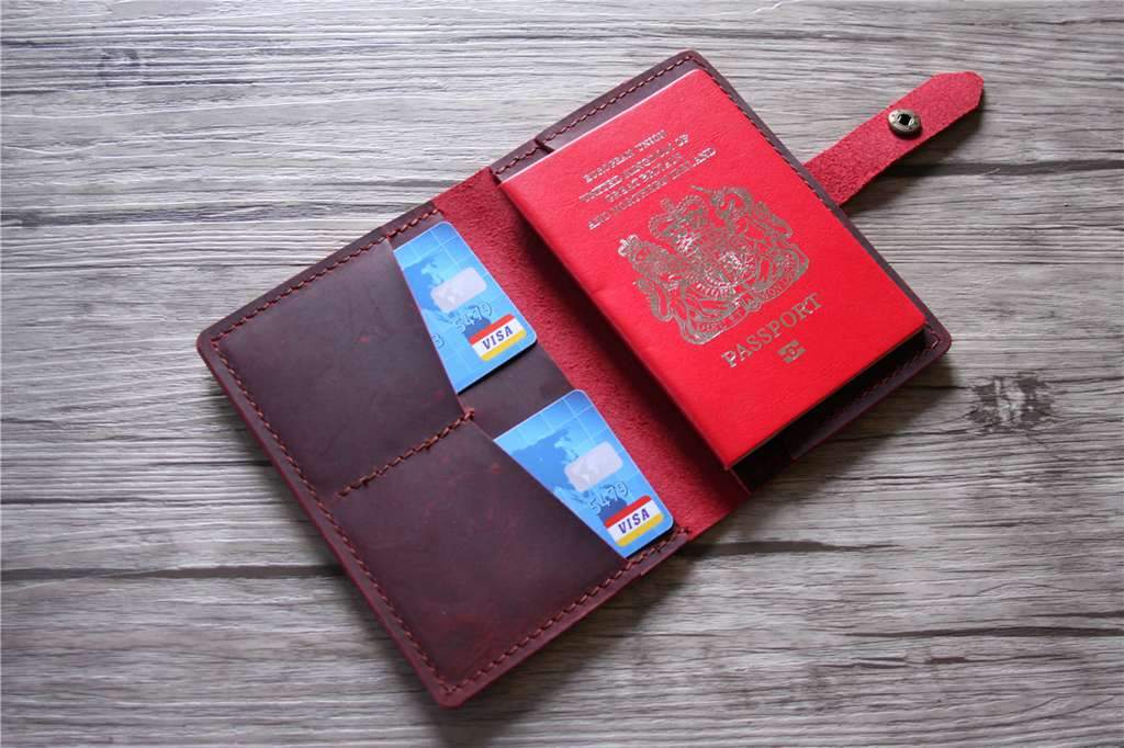 Ví da – Đỏ burgundy – cá nhân hóa, thủ công