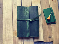 Sổ bìa da – Xanh lá – thủ công, mỏng gọn