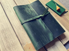Sổ bìa da – Xanh lá – thủ công, mỏng gọn