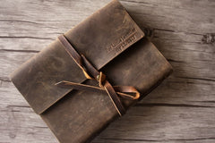 Sổ lưu niệm ảnh cưới bằng da thủ công.
