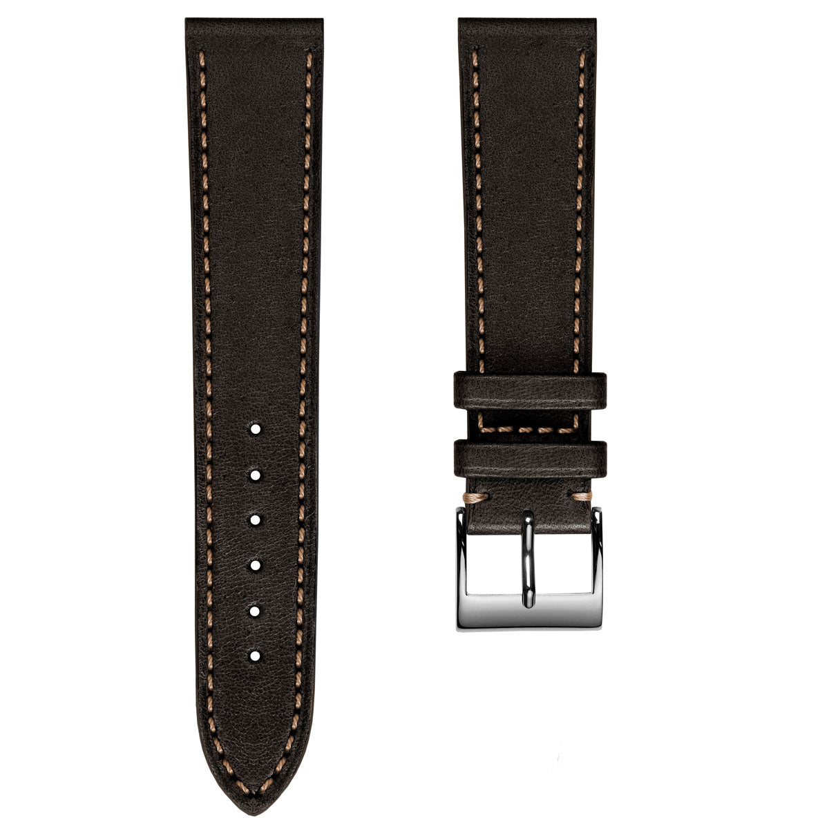 Dây đeo đồng hồ bằng da ngựa thủ công Leuven Cavallo Flat - Màu nâu sô cô la