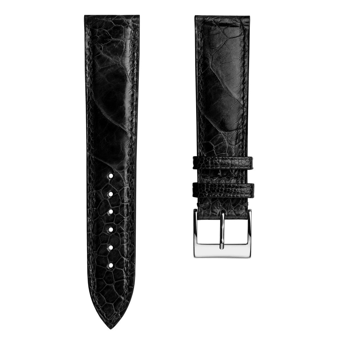 Bracelet de montre en cuir fait main avec jambe d'autruche Durbuy en noir rực rỡ