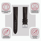 Bracelet de Montre en Cuir Fait Main avec Pattes d'Oie de Durbuy - Marron Mat Élégant