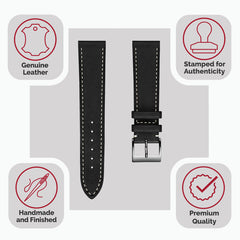 La Strap de Montre en Cuir de Cheval Flatte Thủ công Leuven Cavallo - Noir