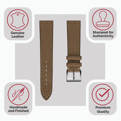 Dây đeo đồng hồ bằng da ngựa thủ công Leuven Cavallo Flat - Màu nâu