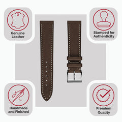Trek je stijl naar een hoger niveau met de Leuven Cavallo Lederen Horlogeband - Cacao, handgemaakt en Perfect for paardenliefhebbers