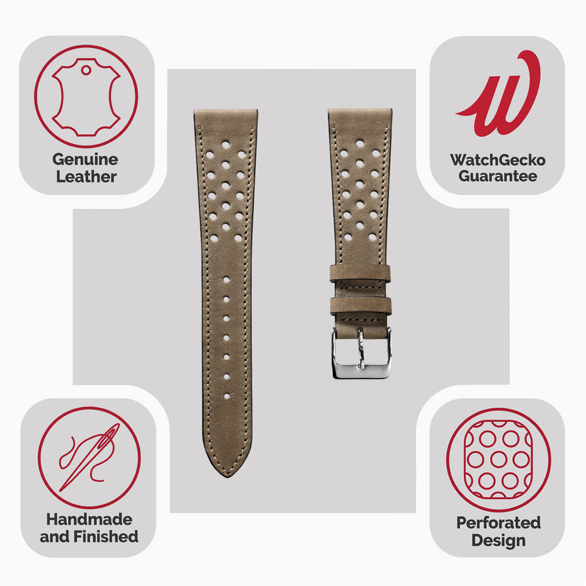 Correa de Reloj de Cuero Perforado Missouri de WatchGecko - Beige Elegante và Confort cho bạn Reloj