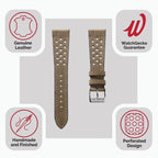 Correa de Reloj de Cuero Perforado Missouri de WatchGecko - Beige Elegante và Confort cho bạn Reloj