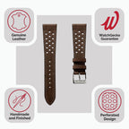 Lav Strap và Cuir Perforé Missouri de WatchGecko - Marron Foncé Élégant