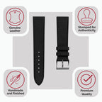 Foulard à semelle Plate en nubuck et cuir fait main - Bracelet de montre noir
