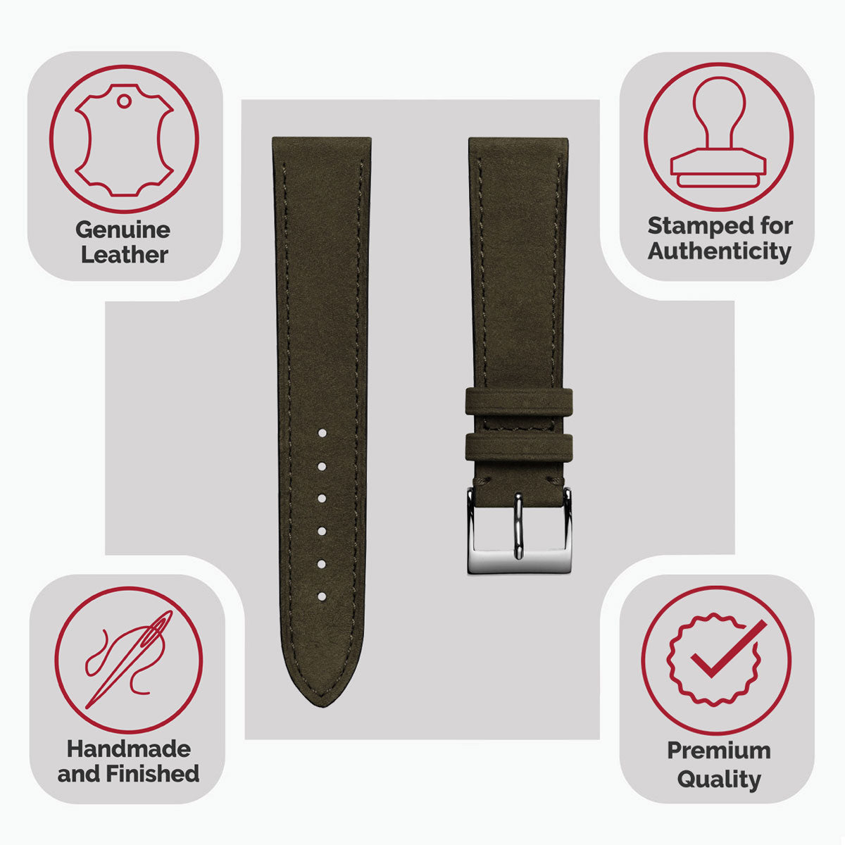 Vòng tay đổ montre và nubuck plat Mozet, fait main en kaki