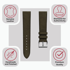 Vòng tay đổ montre và nubuck plat Mozet, fait main en kaki