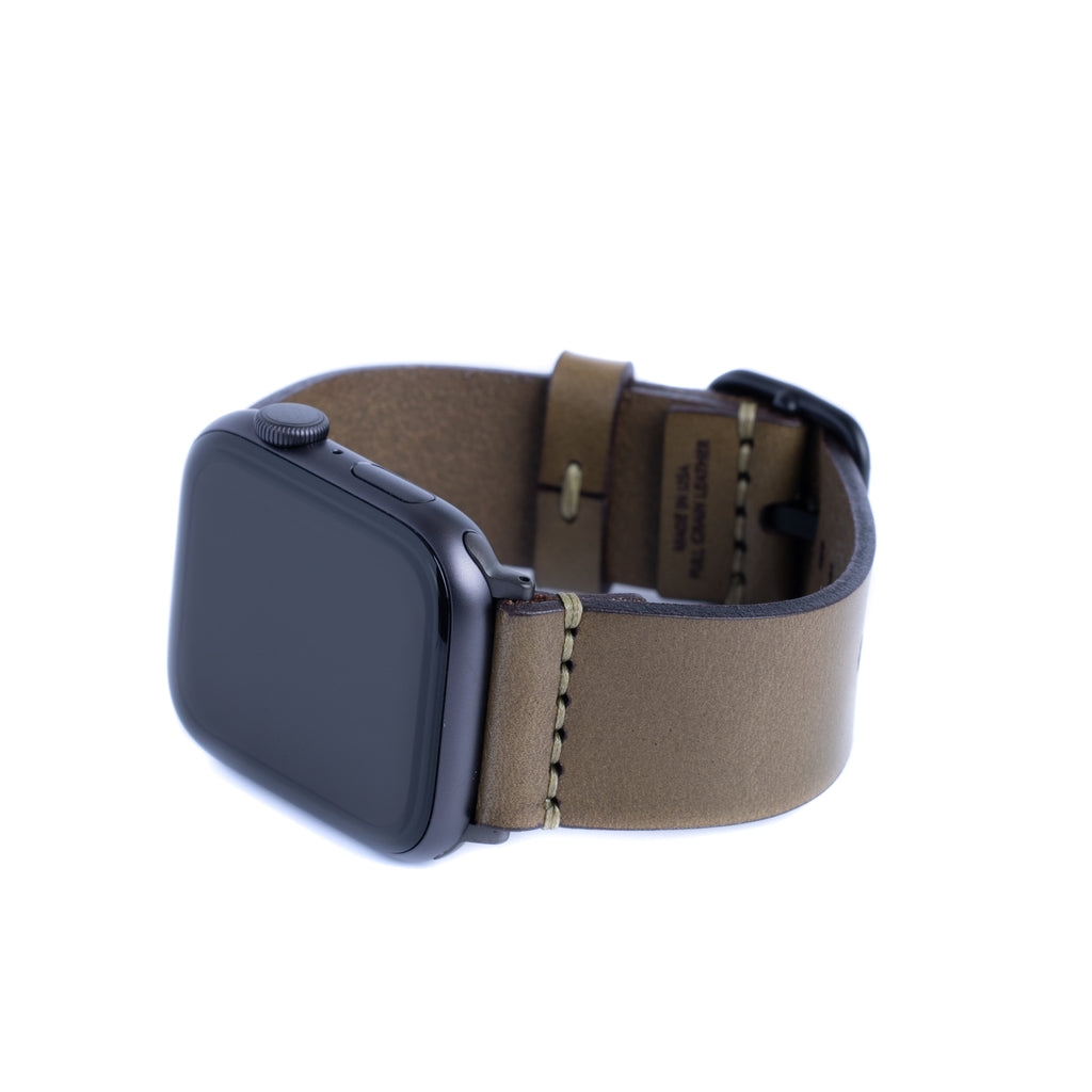 Dây đeo Apple Watch đơn giản bằng da - Màu ô liu 