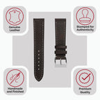 Élégante montre avec bracelet en cuir de veau Patina Plate Rochefort - Brun Chocolat