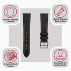Vòng tay montre và cuir Saffiano Brixham Noir Élégant