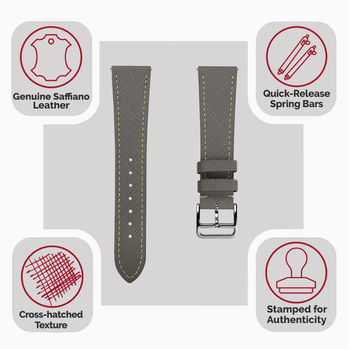Montre en cuir Saffiano Grège de Brixham mang lại phong cách sang trọng và tinh tế