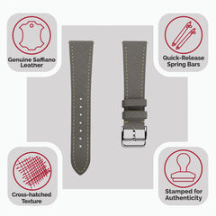Montre en cuir Saffiano Grège de Brixham mang lại phong cách sang trọng và tinh tế