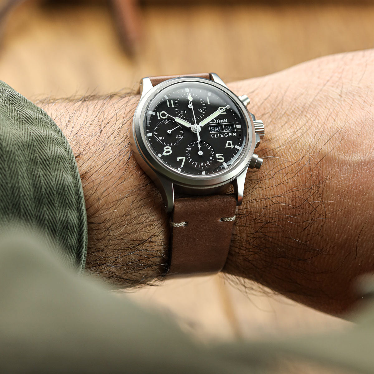 Vòng tay Montre en Cuir Shell Cordovan Cromford Horween - Marron Moyen