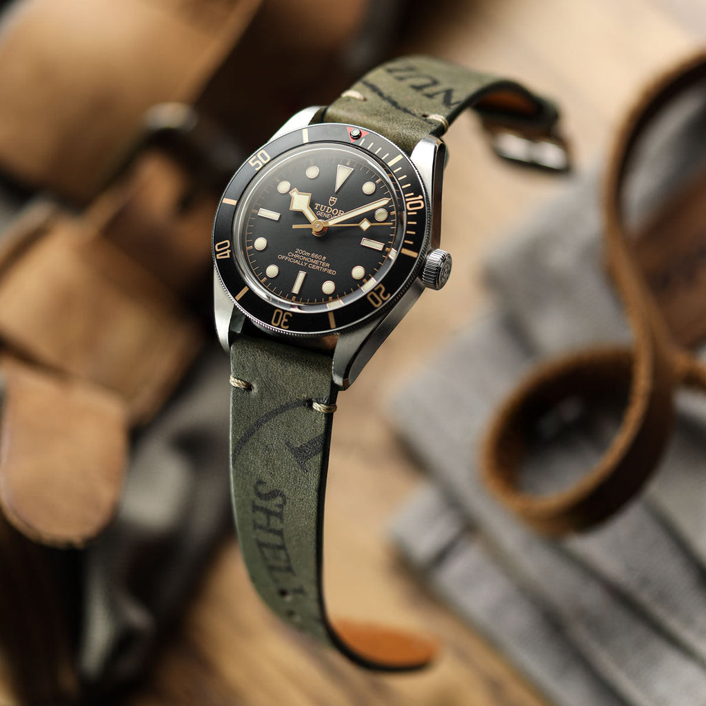 Dây đeo đồng hồ Newham Inverted Horween Shell Cordovan - Màu xanh ô liu