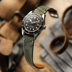 Dây đeo đồng hồ Newham Inverted Horween Shell Cordovan - Màu xanh ô liu